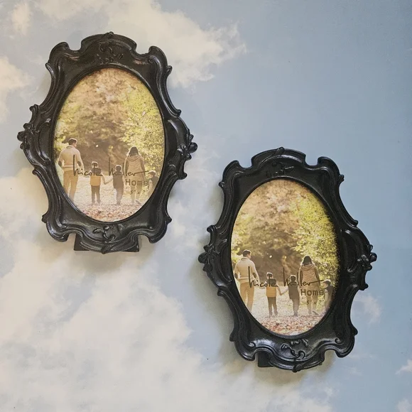 Black Ornate Picture Frames Set Of Two Halloween Gothic Black Ornate Oval Frame - Picture 11 of 12